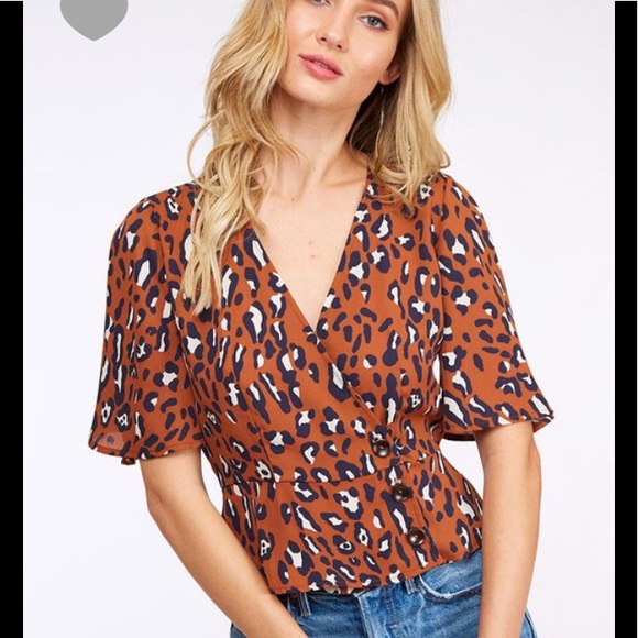Rust animal print wrap top (  2 LEFT ) - Picture 2 of 4